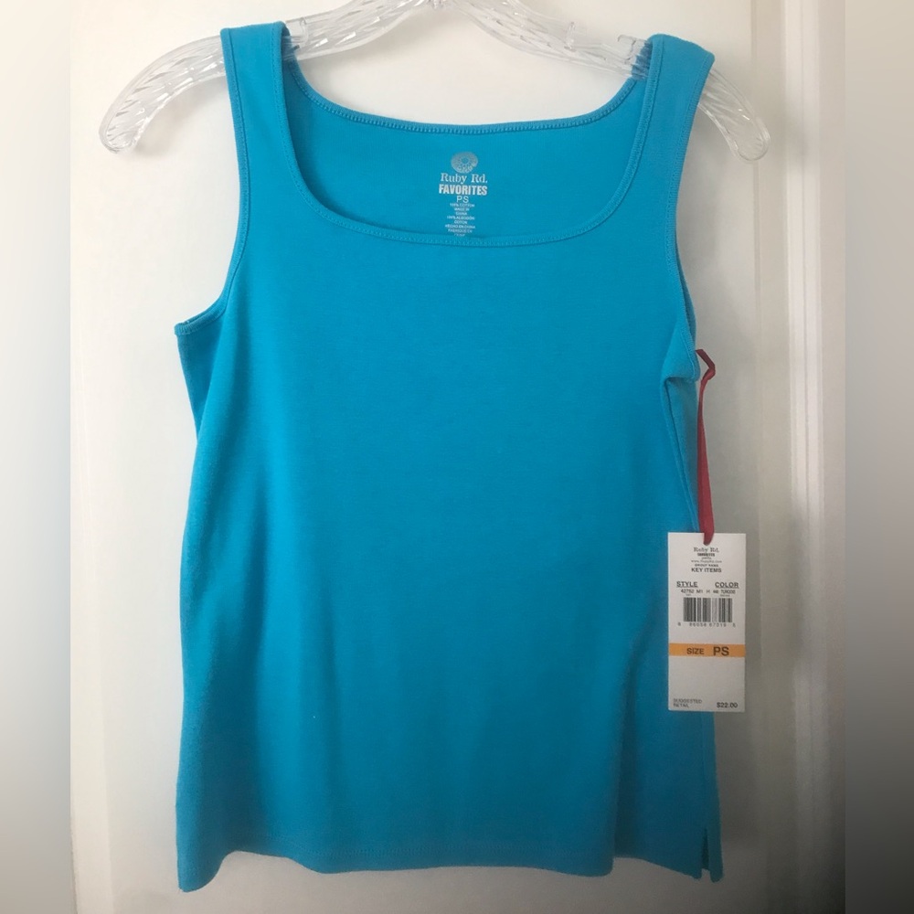 NWT's Ruby Rd. Favorites Petite Small Turquoise Sleeveless Knit Tank Top